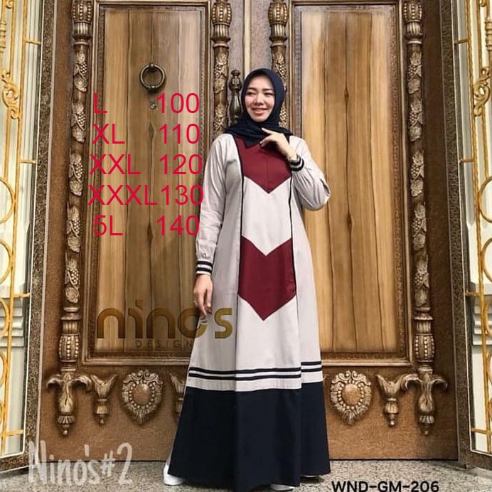Winda Maxy Wollycrepe / Long Dress Wanita / Dress Hijab / Gamis / Dress Terbaru L XL XXL XXXL 5L