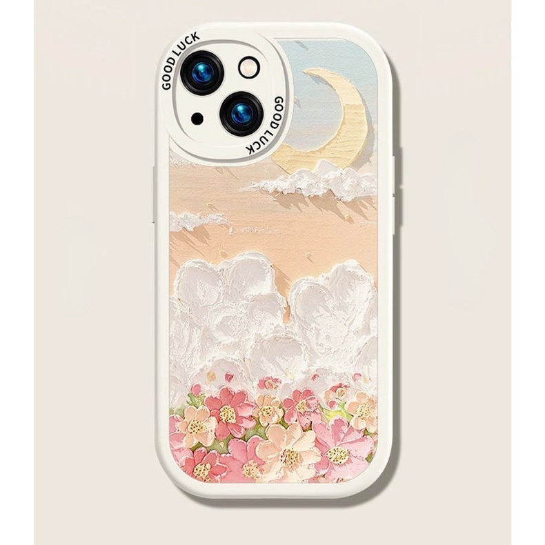 Case Tiga Dimensi Desain Awan Bunga Bulan Untuk iPhone 12 13 11 Pro Max X Xs Max Xr Fsd8
