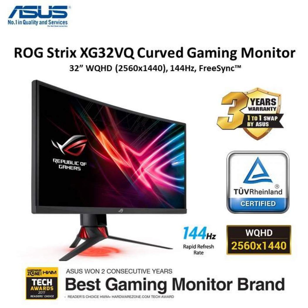 Asus Rog Strix Xg32vq 32 Inch Wqhd 144hz 1ms Adaptive Sync Monitor Shopee Indonesia