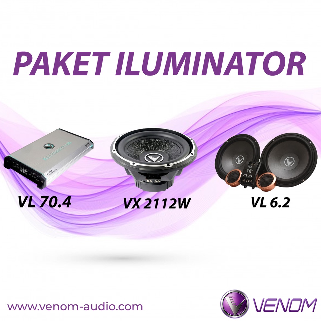 PAKET AUDIO MOBIL VENOM ILLUMINATOR SERIES POWER 4CH, SPEAKER, SUBWOOFER