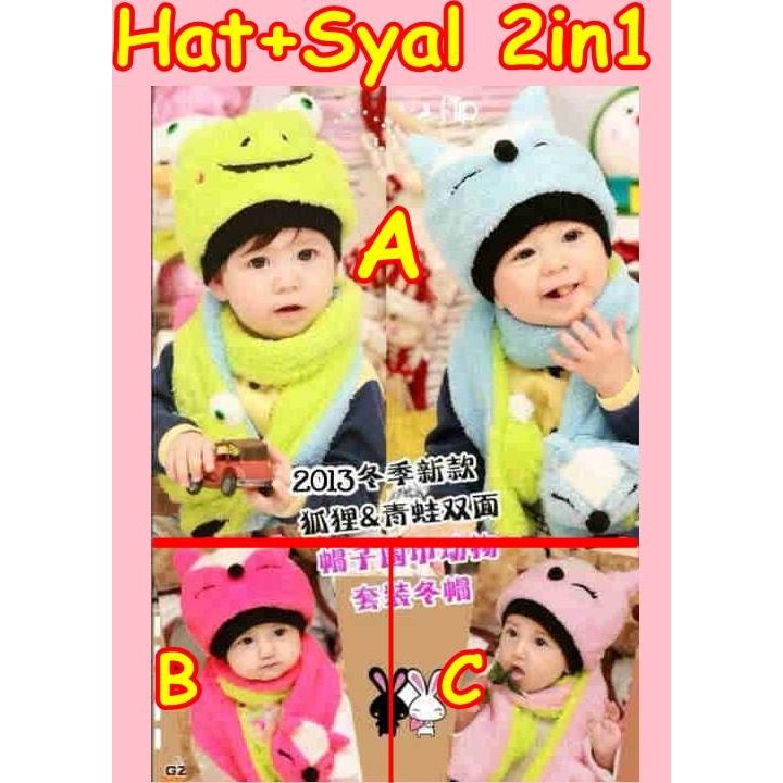 HAT + SYAL 2IN1 / KUPLUK BAYI / KUPLUK ANAK