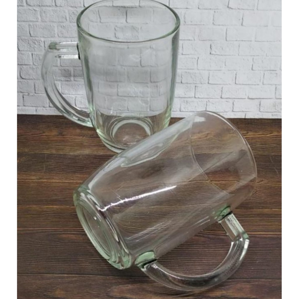 [ 6 Pcs ] Enam Pcs Gelas Besar Gagang Polos - Gelas  Beling Polos - Gelas Kopi / Teh - Gelas Kaca