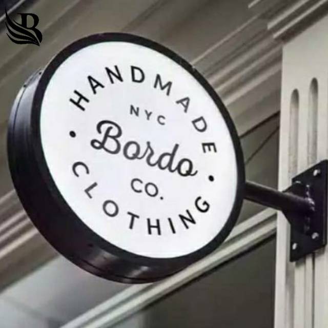 Neon box bulat bundar kotak 30 cm dua sisi