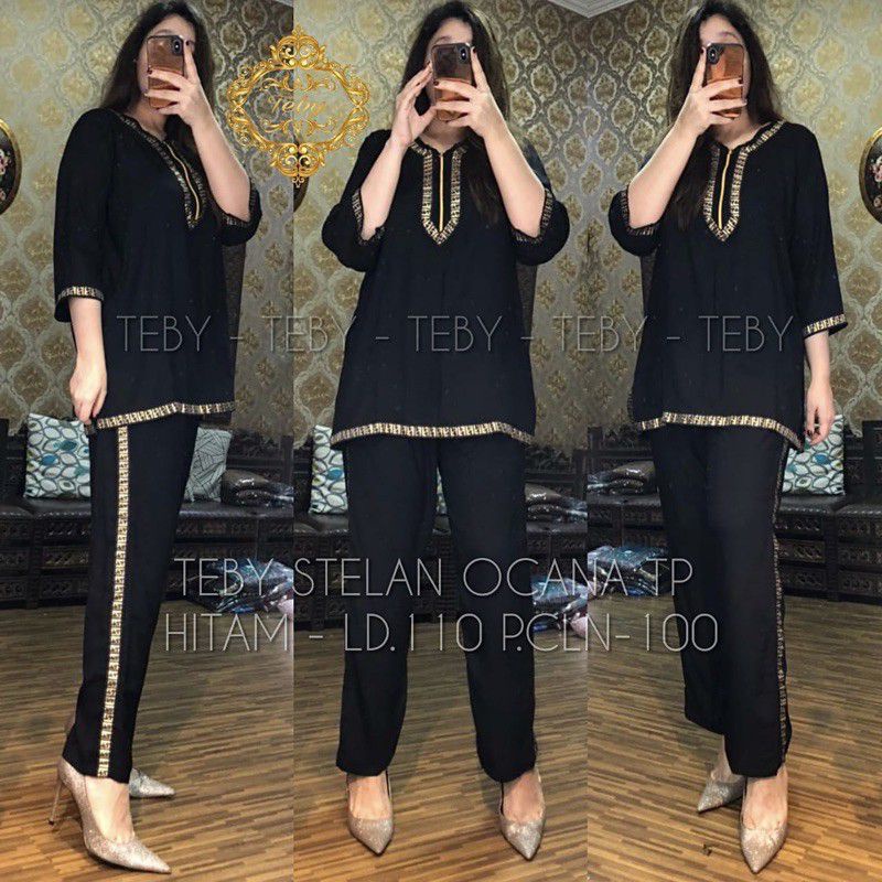 setelan celana katun rayon