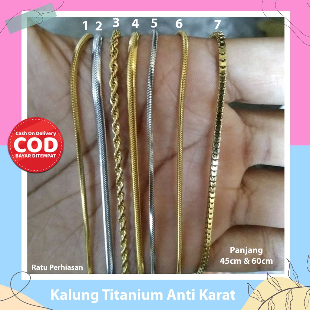 Kalung Pria - Kalung Titanium, Kalung Titanium Pria, Kalung Titanium Wanita, Anti Karat, Keren, Asli