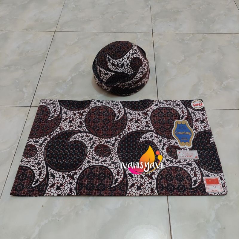 Set Jarik Cewek Cowok + Blangkon, Motif Truntum Keong