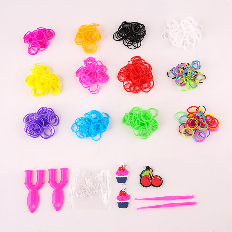 Mary 480Pcs/15kisi DIY Tenun Tangan Pelangi Karet Gelang Anak-Anak Loom Hadiah