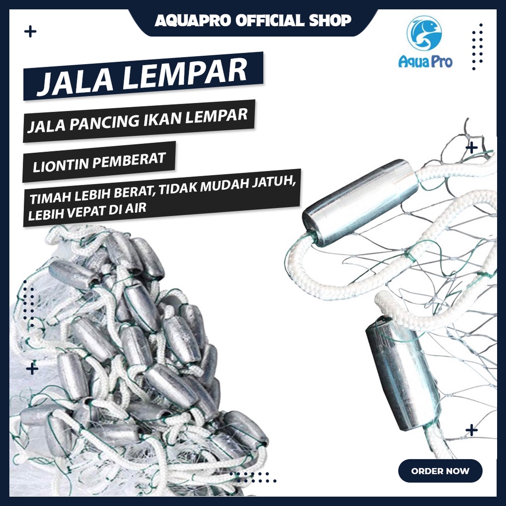 Aquapro Jala Lempar Penangkap Ikan Udang 4 Model Panjang 10m dengan Piring Bulat Terbaru &amp; Termurah