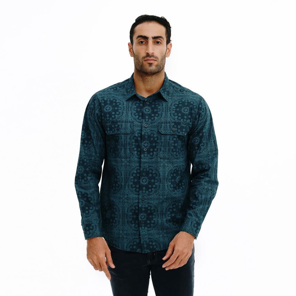 EIGER1989 KEMEJA BLUMEN PAISLEY SHIRT - NAVY ORIGINAL