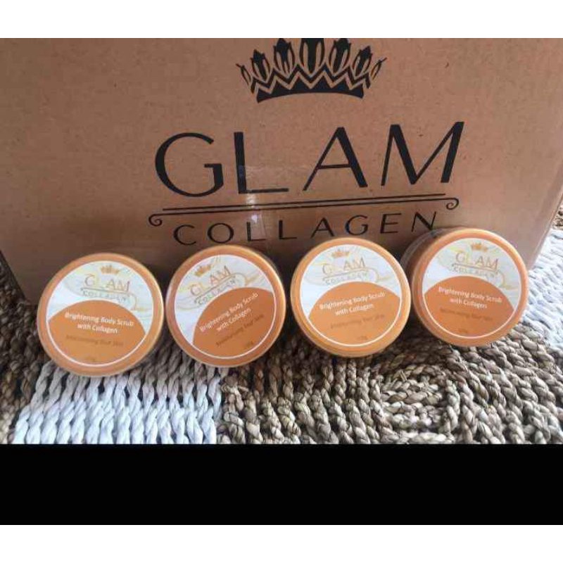 Glam collagen Body scrub Brightening 100ml lulur body scrub cream collagen original scrub perawatan 