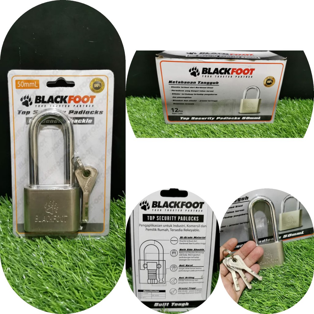 Gembok Leher Panjang Padlock BLACKFOOT 30 50 60 mmL Stainless