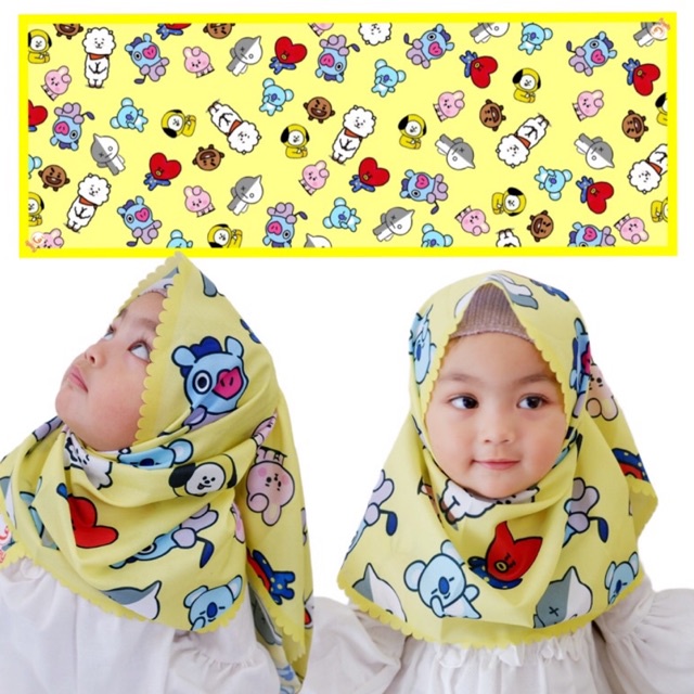 PASHMINA BT21 / PASHMINA ANAK / HIJAB ANAK / JILBAB ANAK / KERUDUNG ANAK