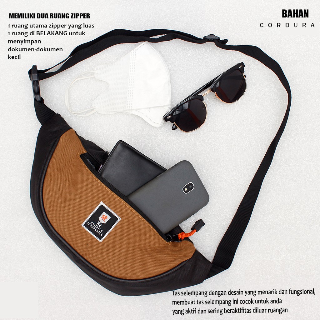 HANDBAGKU TAS LEVEL CASUAL PRIA WANITA FASHION WAISTBAG SELEMPANG PINGGANG SLINGBAG DISTRO R2