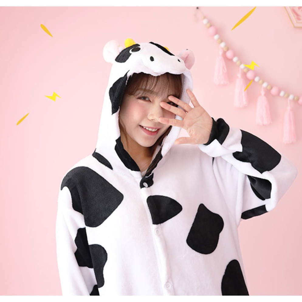 BAJU TIDUR KOSTUM ONESIE KIGURUMU PIYAMA UNIK DEWASA KARAKTER - SAPI COW