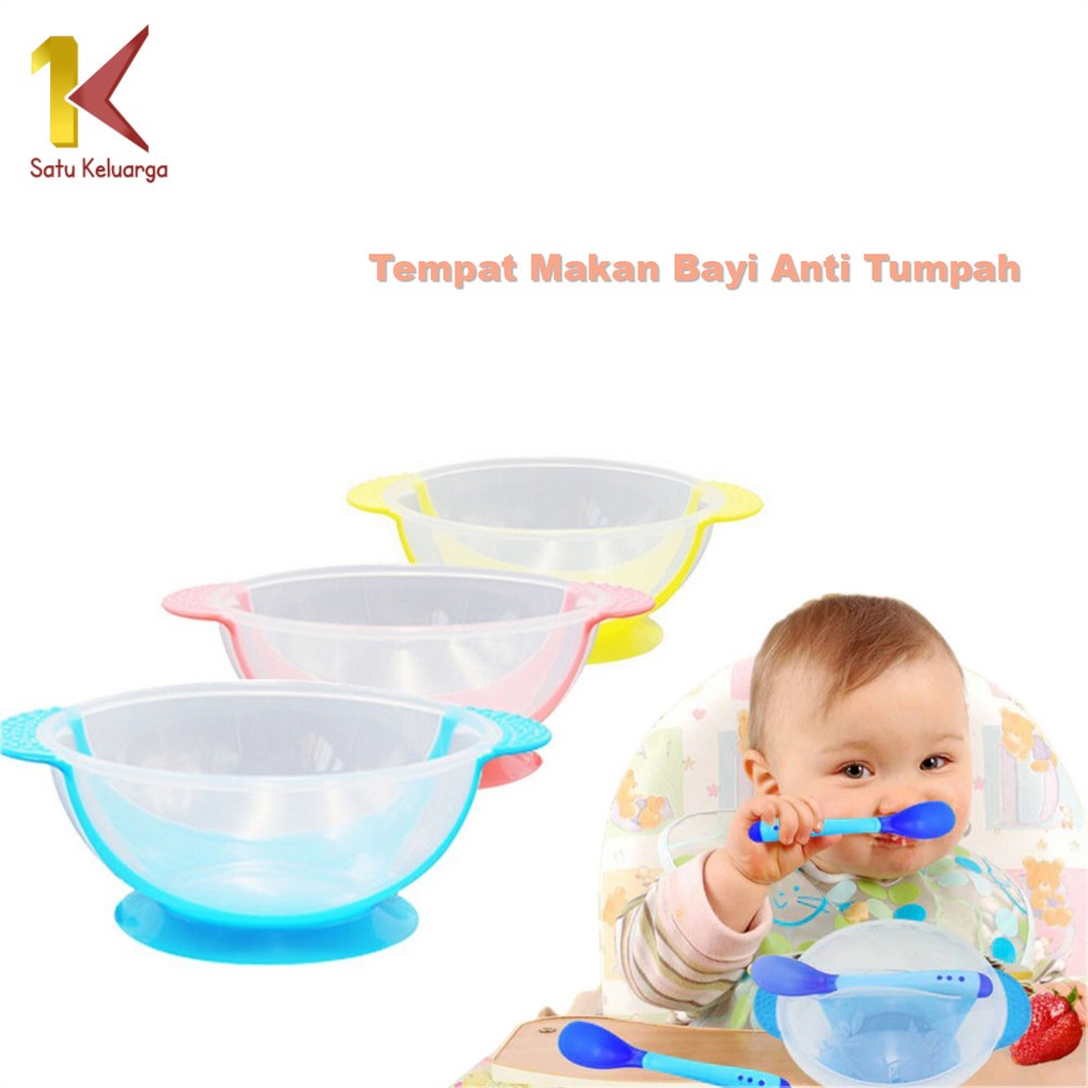 Satu Keluarga Mangkok + Sendok Makan Bayi C123 Mangkuk Tempat Makan Bayi Anti Tumpah Suction Bowl Se