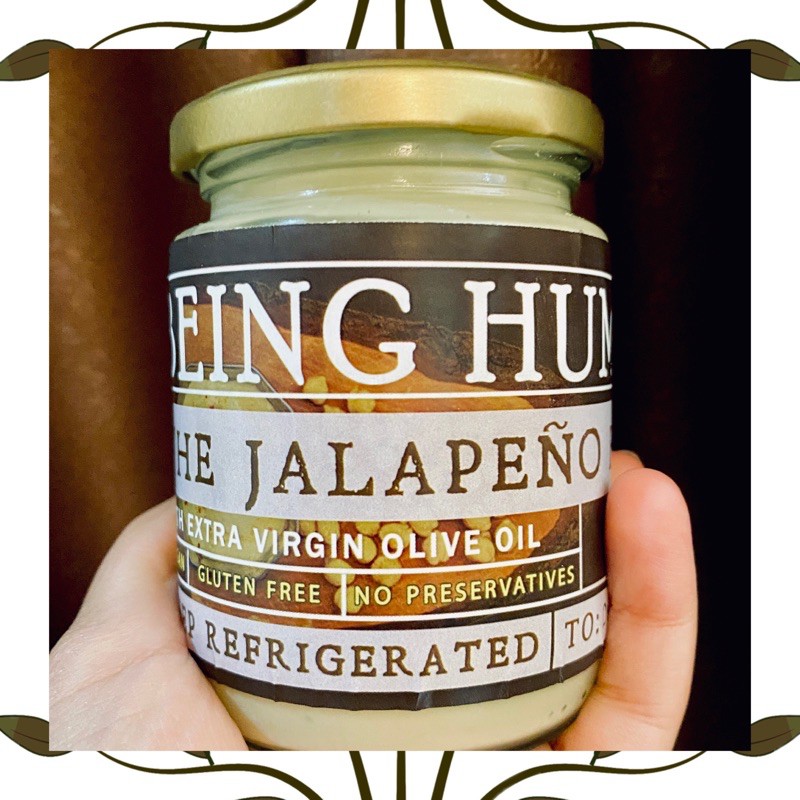 

Jar of Jalapeño Hummus by Seeds of Life in Jakarta with Extra Virgin Olive Oil - garbanzo/chickpea