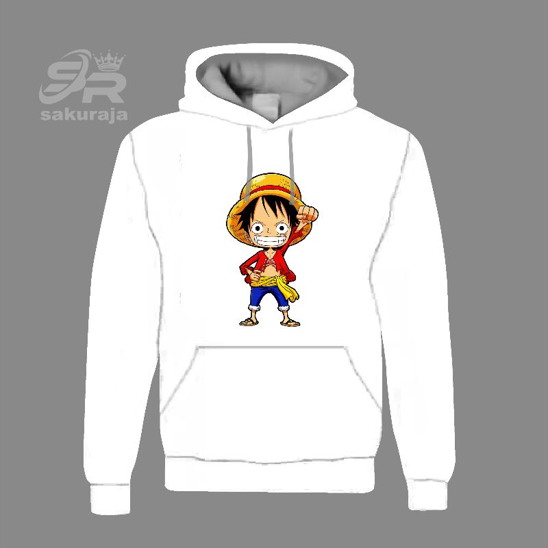 sweater hoodie anak gambar karakter Luffy one piece/umur 3-17 tahun