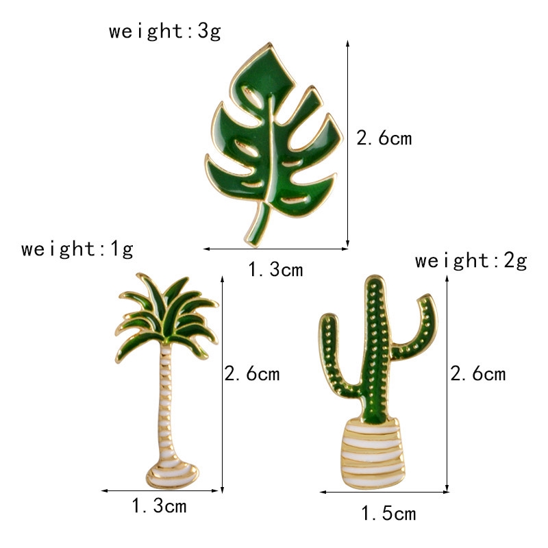 Bros Pin Enamel Desain Kaktus/Pohon Kelapa Gaya Simpel-6