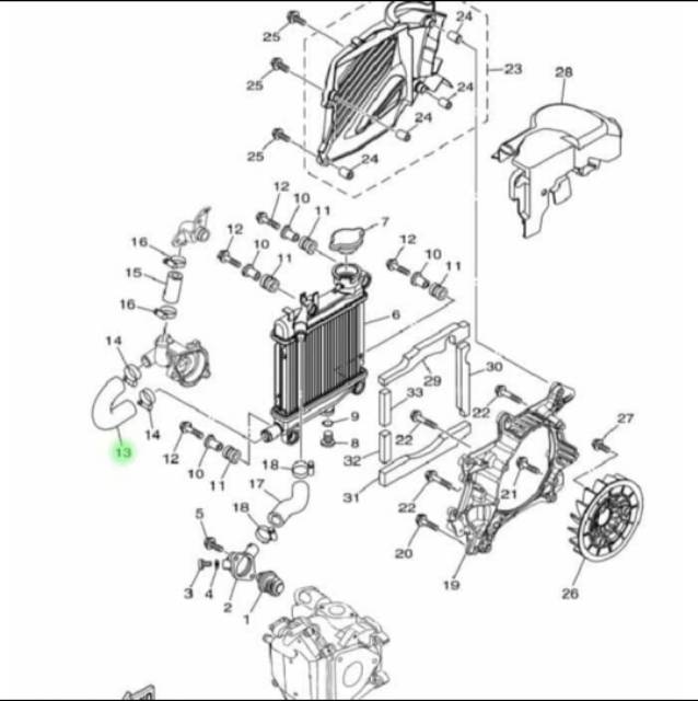 SELANG RADIATOR  XEON KARBU XEON RC ASLI ORI YAMAHA 44D E2481 01