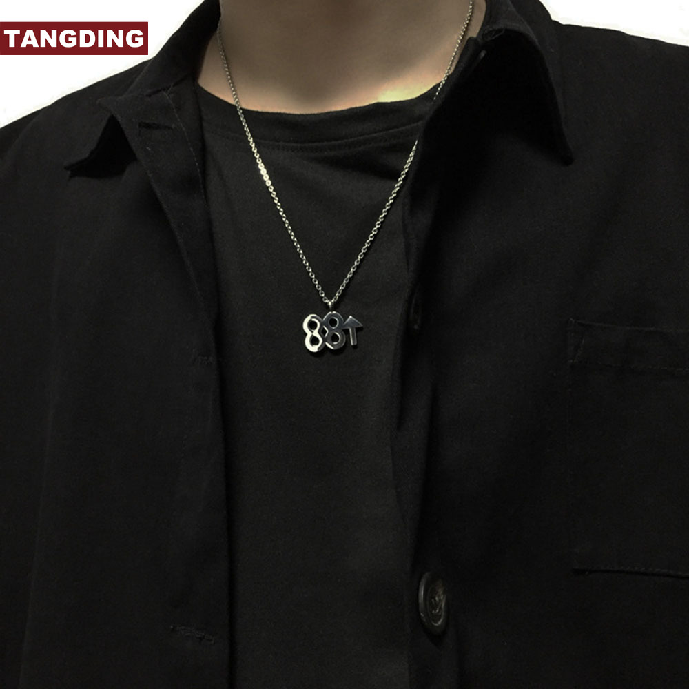 【COD Tangding】Kalung Dengan Liontin Bentuk Angka 88 Bahan Titanium Steel