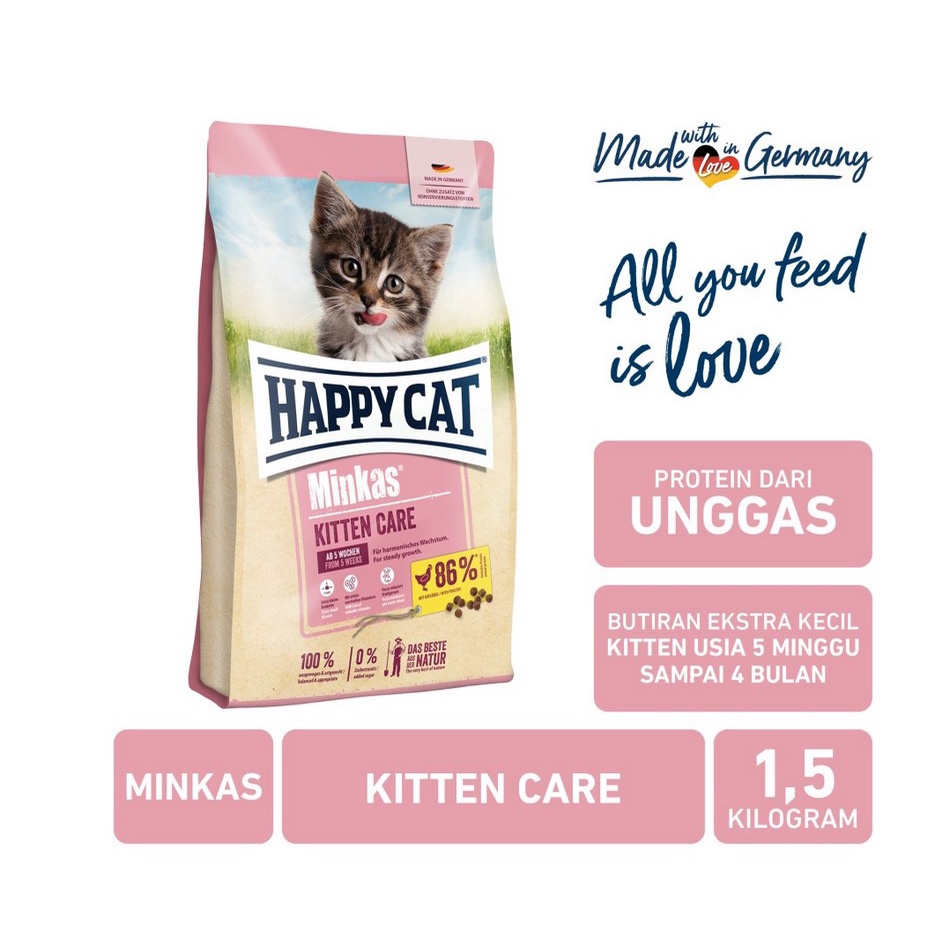 Happy Cat Minkas Kitten Care 1.5Kg Makanan Bayi dan Ibu Kucing