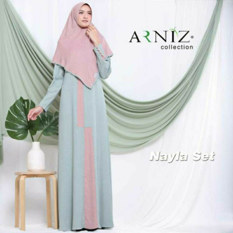 Gamis Nayla Set Arniz Pakaian Muslim Dewasa Dress Muslim Set By Arniz