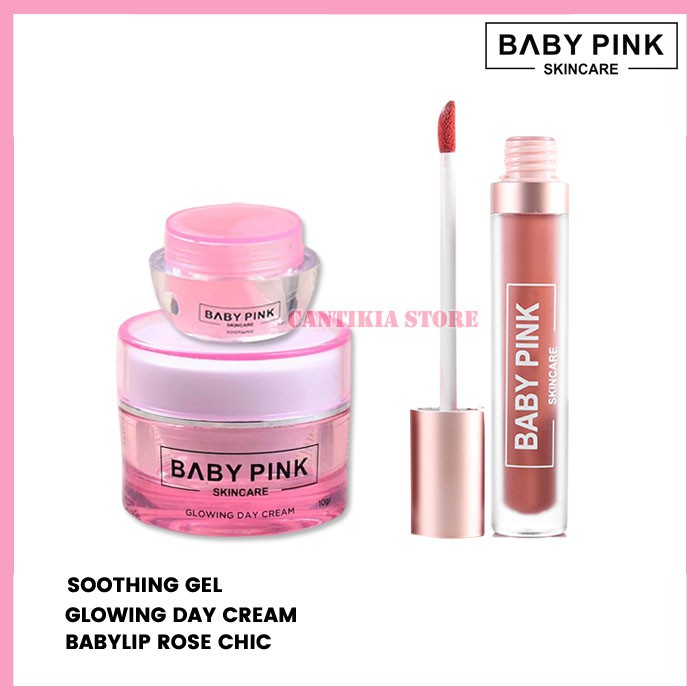 Soothing Gel & Glowing Day Cream & Babylip Rose Chic Baby Pink Skincare Original BPOM