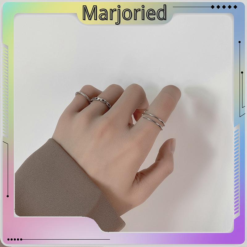 3Pcs Cincin Silver Korea Gaya Aesthetic Ring Pria Keren Untuk Wanita Aksesori Fashion-MJD