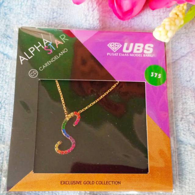 Kalung UBS ALPHASTAR CARENDELANO huruf "S" Kadar 375