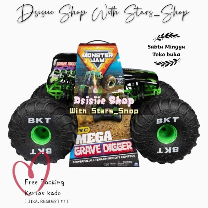 Monster Jam Rc Mega Grave Digger Original With Light 1:6 Scale