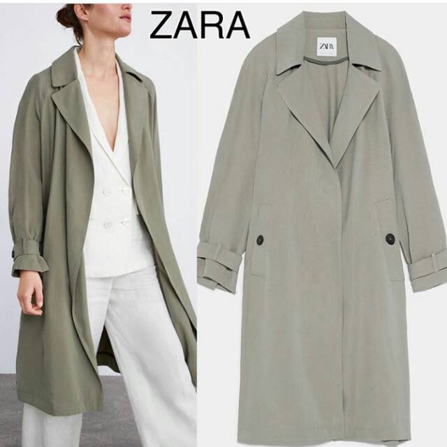 zara green long coat