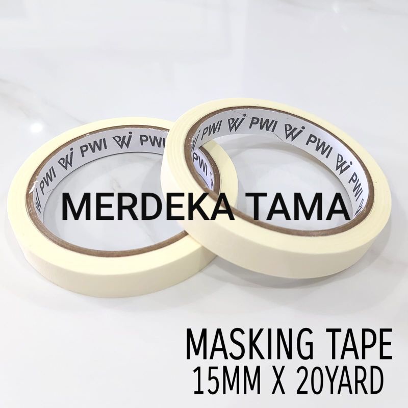 

Solasi Kertas Perekat Selotip Isolasi Masking Tape Krem PWI 15mm x 20yard