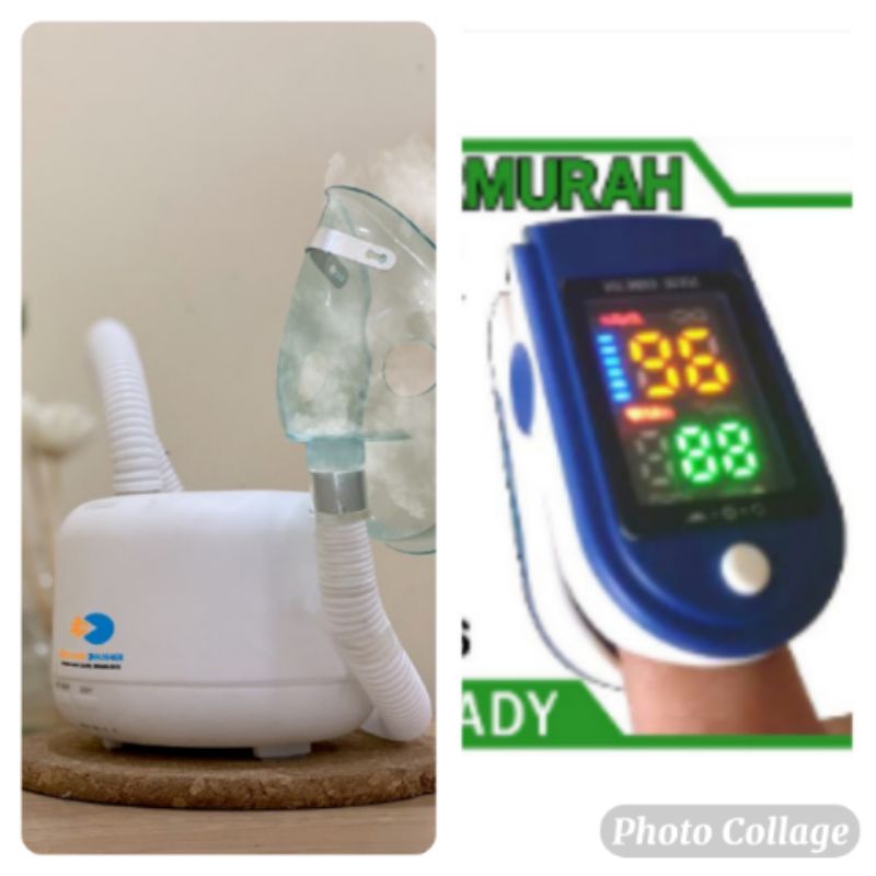 Alat terapi uap hangat nebulizer steam inhaler CCStandard + Oxymeter