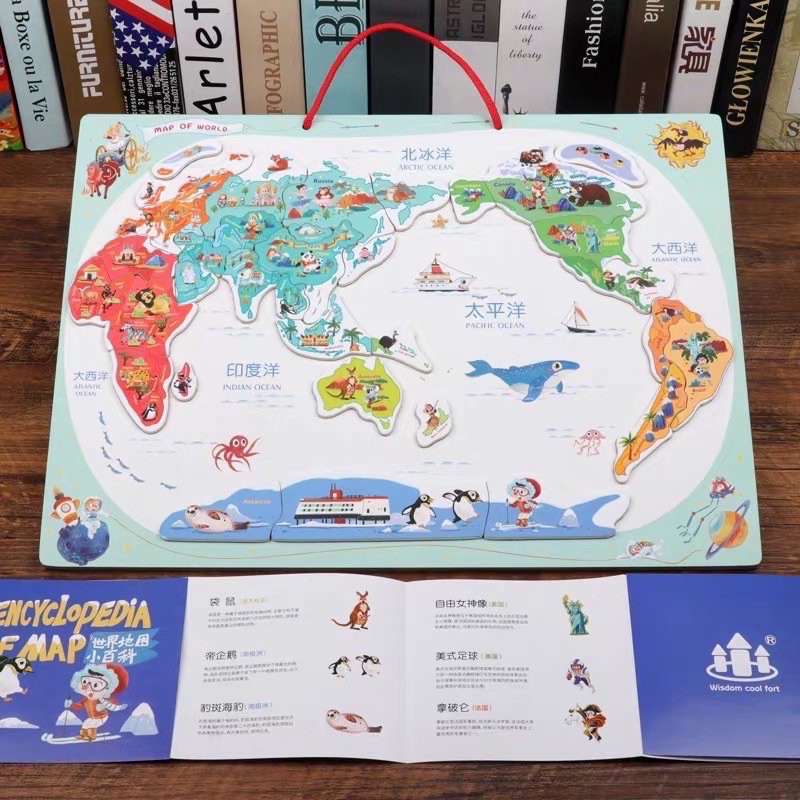 magnetic china world map puzzle - puzzle atlas dunia - mainan edukasi anak