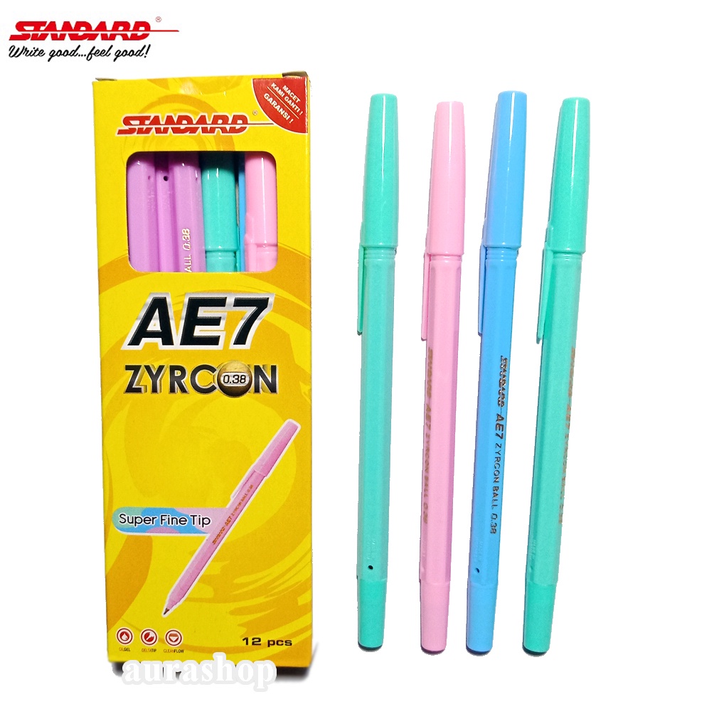 

Pulpen Standard AE7 Zyrcon Ball 0.38 mm tinta hitam 1 pack (12 pcs)