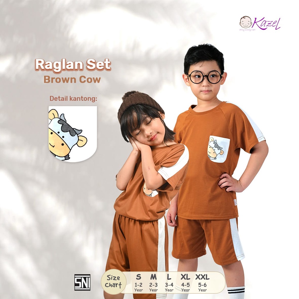 HARGA AMBYAR CUCI GUDANG SUPER PROMO 12.12 KAZEL X ZEBE RAGLAN SET / PLAYSET PENDEK SETELAN BAJU ANAK UNISEX SETELAN PENDEK ANAK 1 - 16 TAHUN ( 1 STEL )