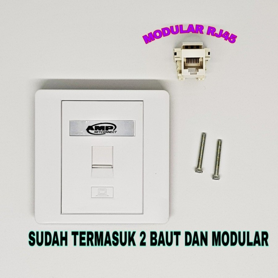 Faceplate rj45 + Modular cat6 FACE PLATE RJ45 CAT 6 MODULAR + 2 BAUT