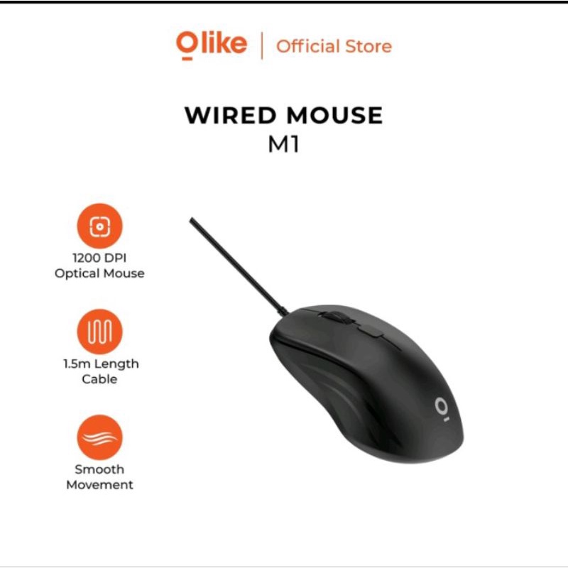 Mouse Olike M1 Ergonomic Design 1200 DPI Optical Sensor 3 Million Clicks React Quickly