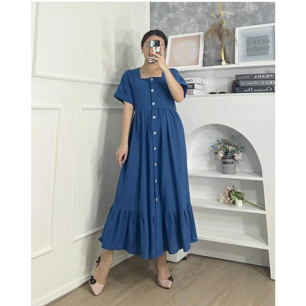 BAHAN RAYON PREMIUM || JEDI MIDI DRESS || S M L XL XXL XXXL 5L