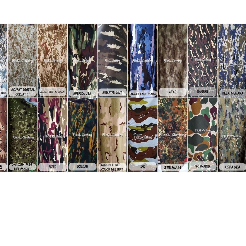READY ✅Bahan Kain Loreng Camo Russian Digital PRAMUKA Denmark Pemuda Pancasila TNI Raider KKO Marini