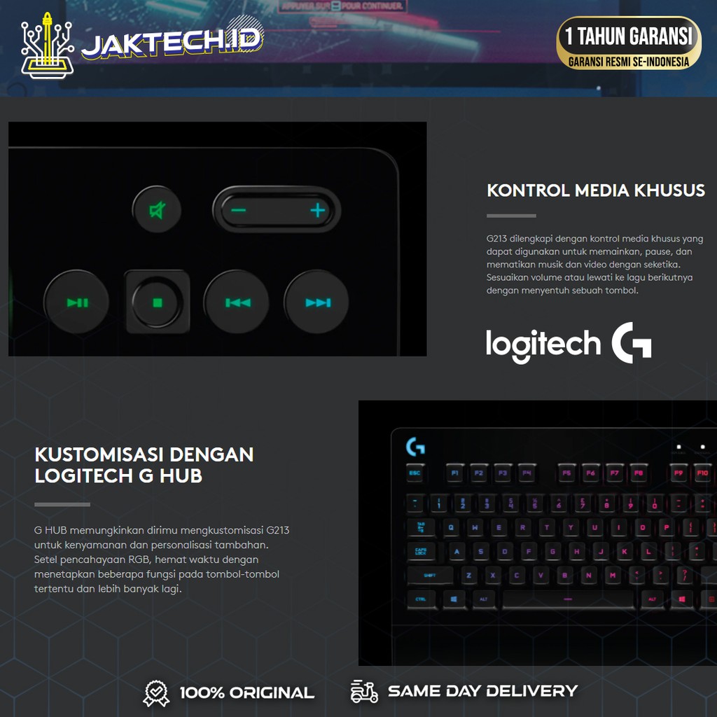 Logitech K213 Gaming RGB Keyboard +BONUS MOUSEPAD / GARANSI RESMI