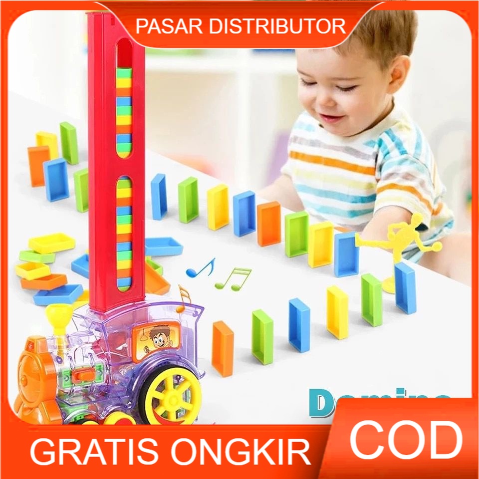 Mainan Anak Domino Train Penyusun Kereta Api Mainan Domino Train 80Pcs Mainan Anak