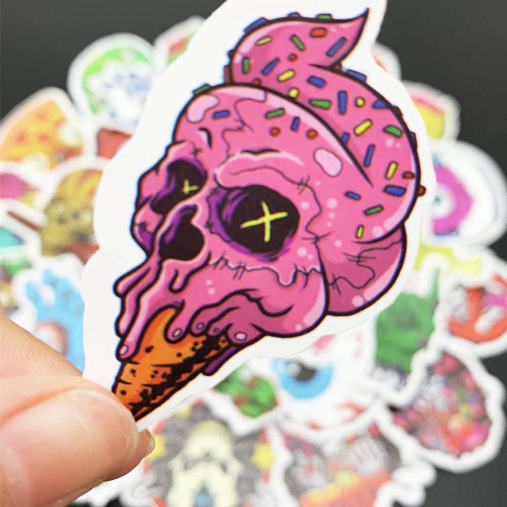 50pcs Graffiti Skull Punk Rock Dark Diy Stickers For Laptop Skateboard Guitar Car Helmet