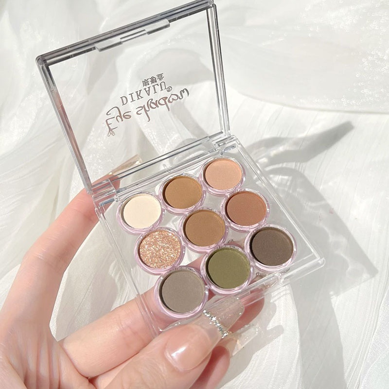 DIKALU EYESHADOW 9 WARNA KEMASAN AKRILIK BULAT MILK TEA KODE DKL - 919