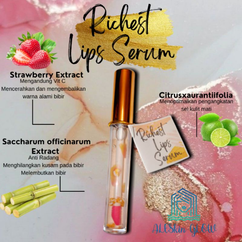 Lips Serum Cream Pemerah Bibir Pelembab Pencerah Bibir Hitam Lip Balm Lips Care Richest by Aleskin Glow