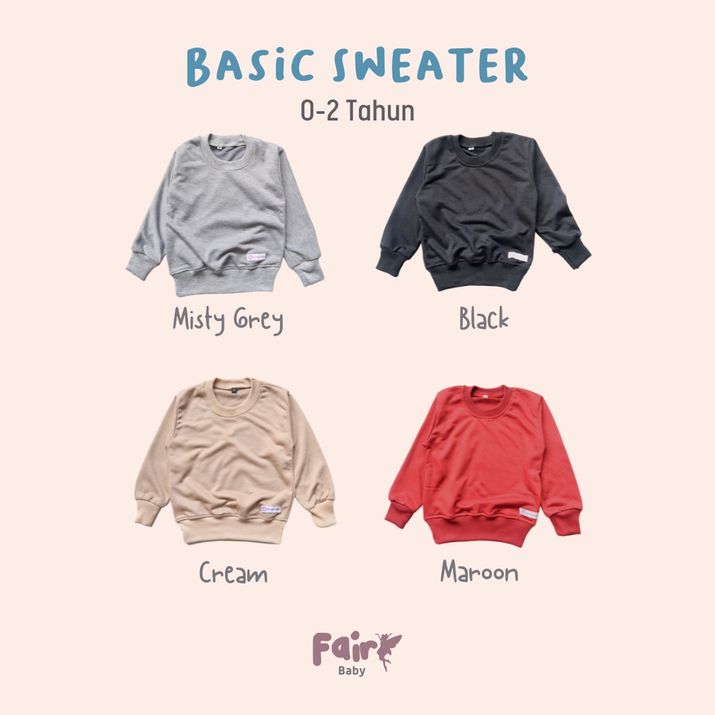 Fairy Baby Sweater Basic Bayi Fleece Premium | Sweater Polos Bayi 0-18 Bulan