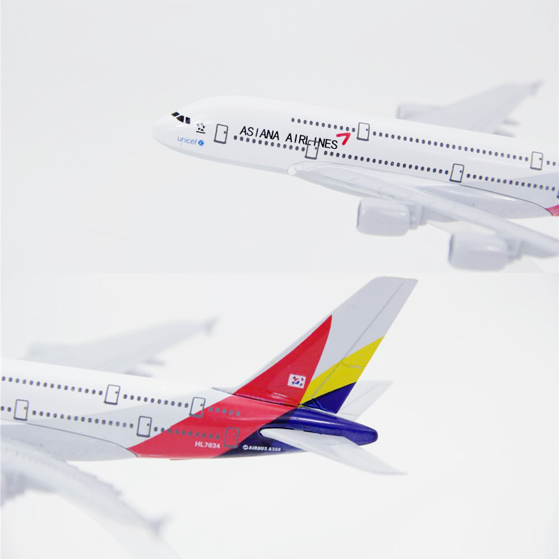 Model Pesawat Terbang Asana Airlines A380 Airbus 380 Bahan Metal Ukuran 16CM