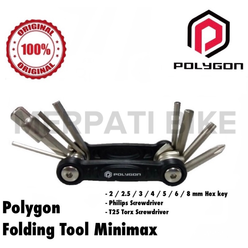 Toolkit Sepeda Polygon Minimax Kunci L Lipat Obeng Portable Alloy