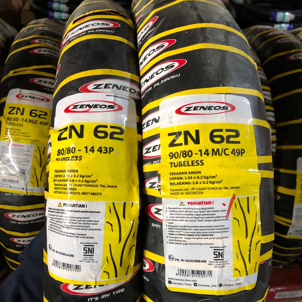 Paket ban motor matic Zeneos ZN62 80 80 &amp; 90 80 14 tubeless