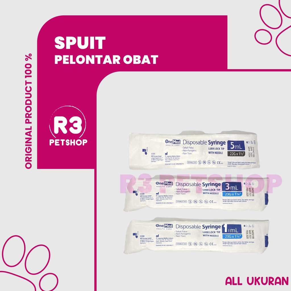 Pelontar obat untuk Kucing dan Anjing Spuit One Med 1ml/3ml/5ml